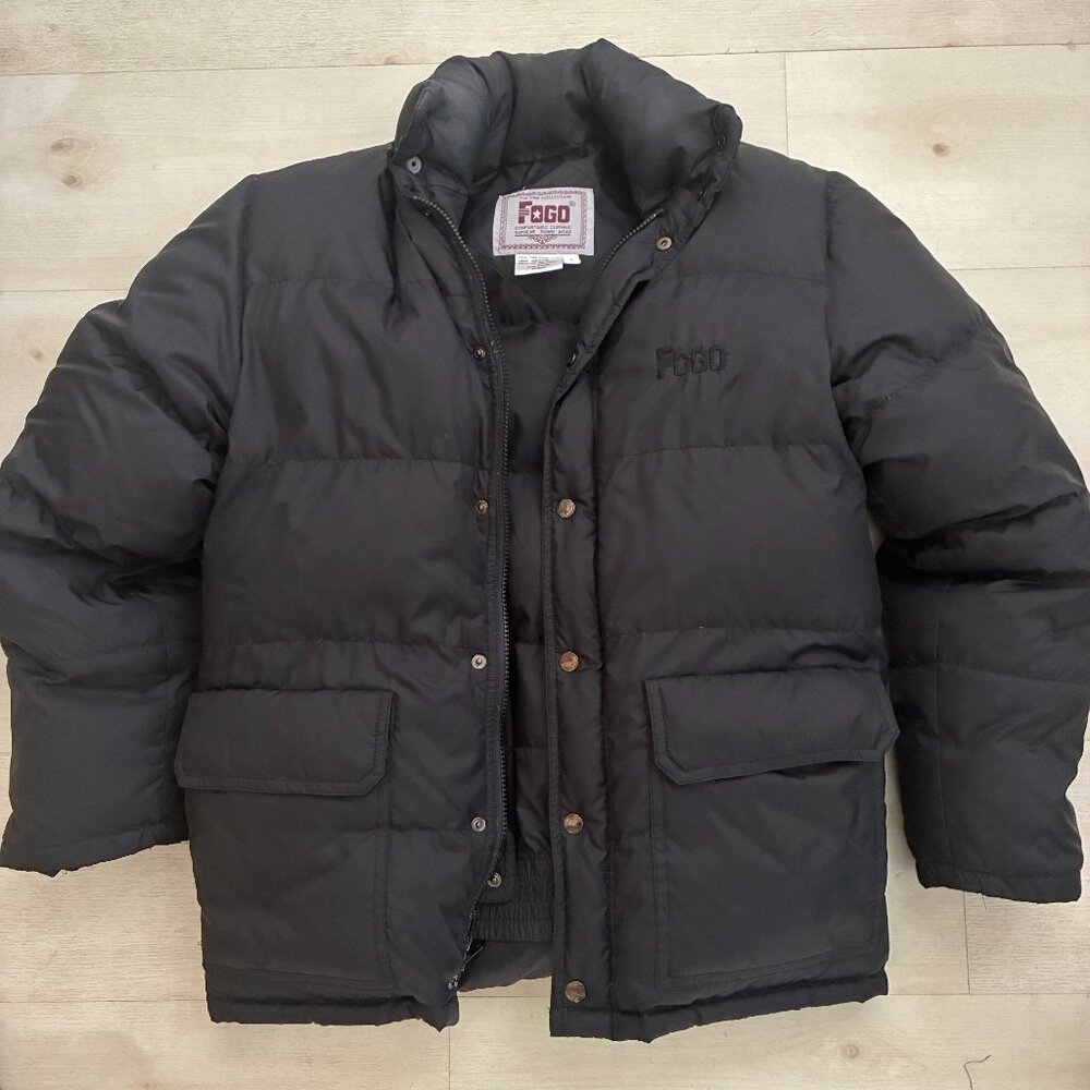 Vintage The Pine Collection FOGO Black Down Puffer Jacket Size Small